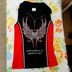 🎯Priced Dropped.🎯Vintage Myrtle Beach Bike Rally Top Red/Black